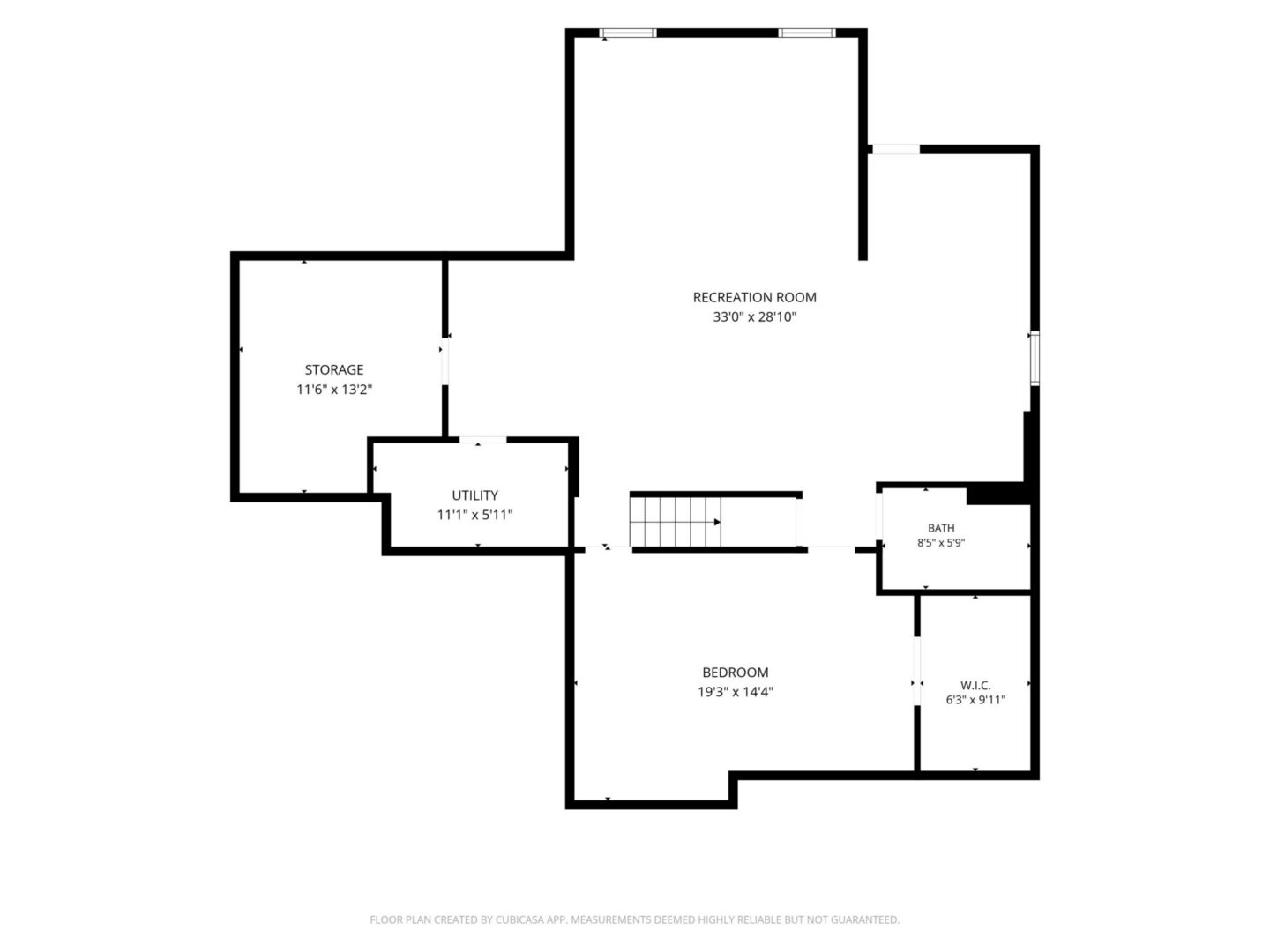 Basement floor plan with labeled rooms.